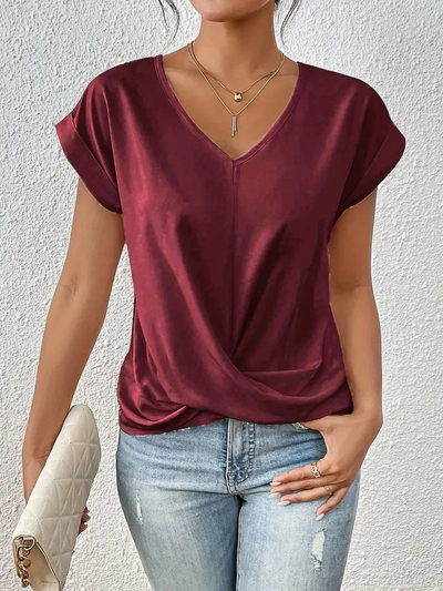 Celest - Cozy V-Neck Casual Tee