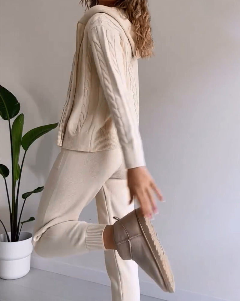 Ania - Casual Twist Jacquard Two Piece Set (Copy)