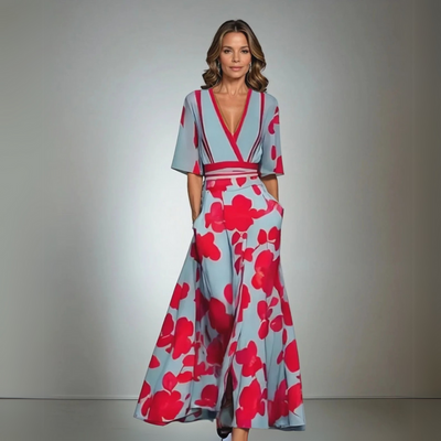 Ruby- Elegant Dress with Floral Pattern