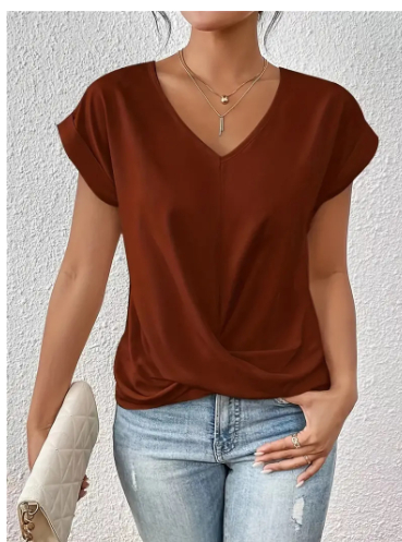 Celest - Cozy V-Neck Casual Tee