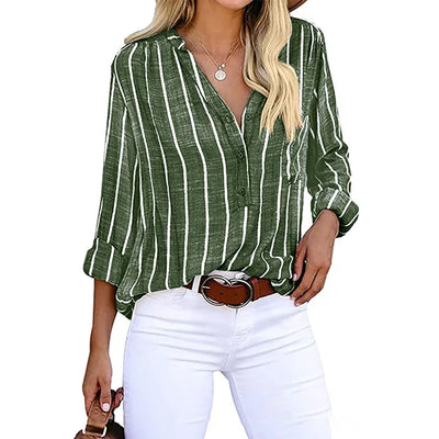 Maddie - Striped Button-Up Shirt