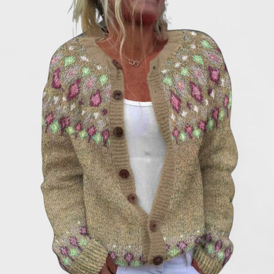 Lianne – Chunky Knit Cardigan with Chic Pattern