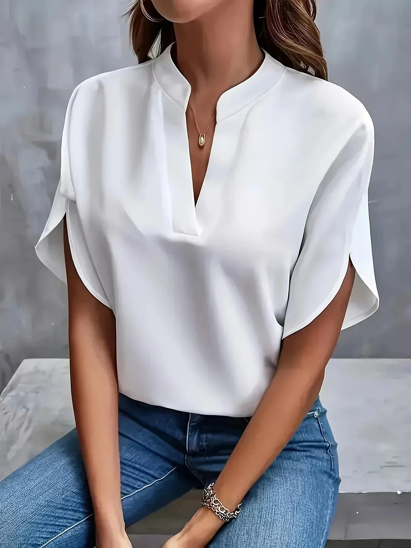 Thalia - Elegant V-Neck Blouse (Copy)