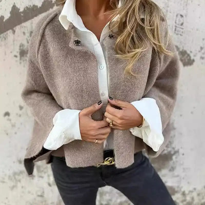 Amalia - Long Sleeve Round Neck Wool Cardigan