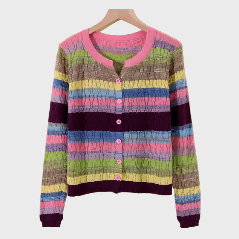 Desiree | Knitted Cardigan With Retro-Inspired Striped Design