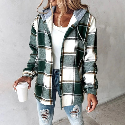 Mirelda - Cozy Plaid Hoodie Jacket