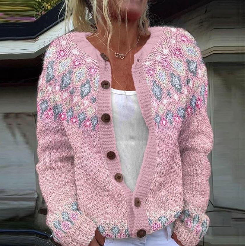 Sophie | Original Pink Cardigan with Stylish Print