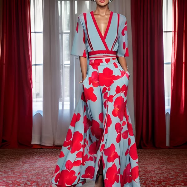 Ruby- Elegant Dress with Floral Pattern