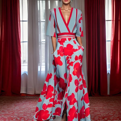 Ruby- Elegant Dress with Floral Pattern