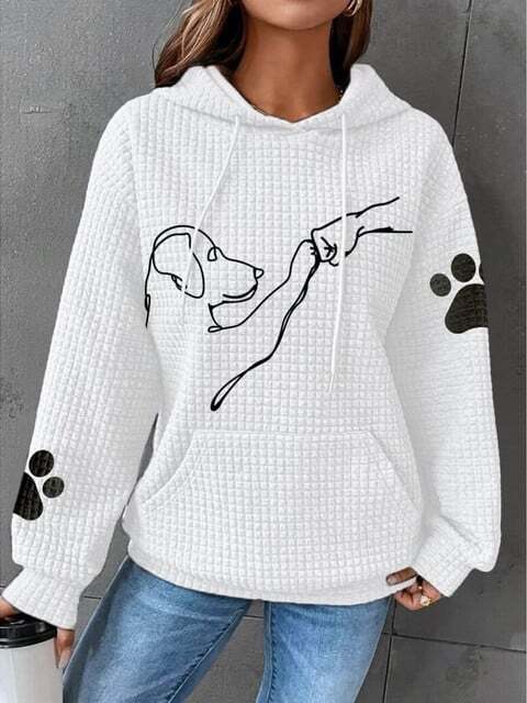 Betsy - Paw Print Waffle Hoodie